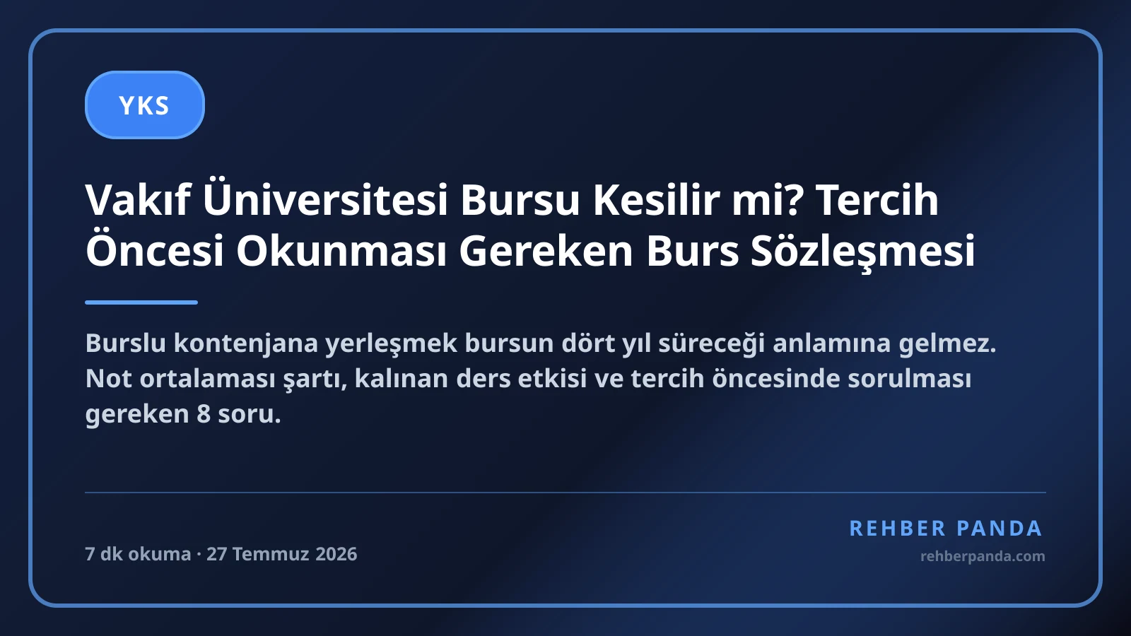 Vakıf Üniversitesi Bursu Kesilir mi? Tercih Öncesi Okunması Gereken Burs Sözleşmesi