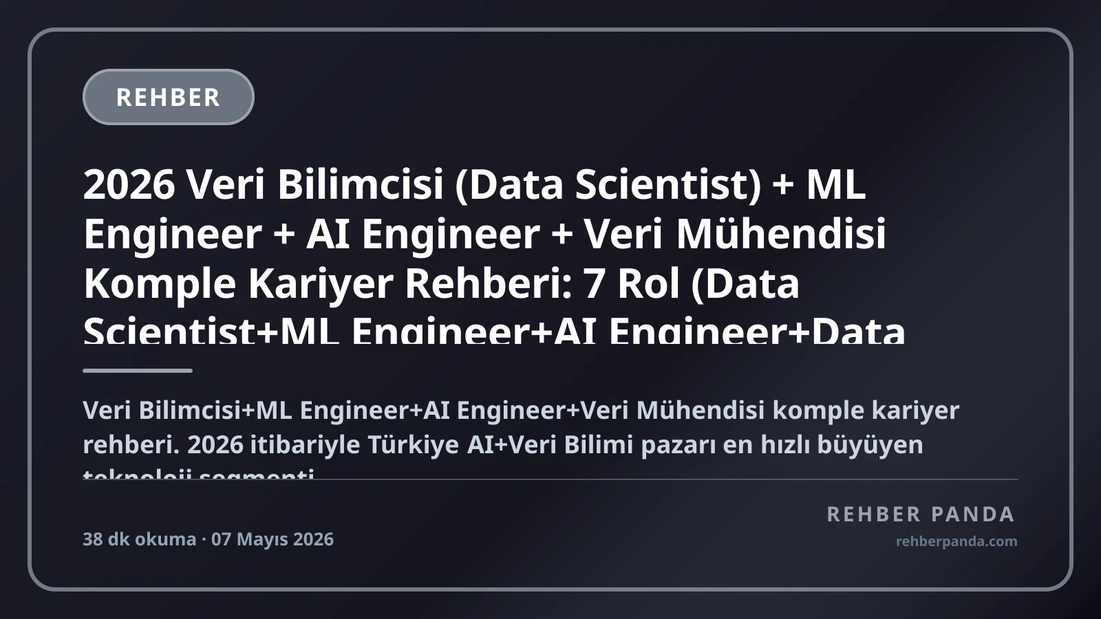 2026 Veri Bilimcisi (Data Scientist) + ML Engineer + AI Engineer + Veri Mühendisi Komple Kariyer Rehberi: 7 Rol (Data Scientist+ML Engineer+AI Engineer+Data Engineer+Data Analyst+MLOps+LLM Engineer) — Top İşverenler (Trendyol+Hepsiburada+Akbank+Garanti+Türk Telekom+OpenAI+Google DeepMind+Anthropic+Meta+Microsoft+Amazon), Python+TensorFlow+PyTorch+LLM Sertifikalar, Maaş (Junior 80-150K → AI Research Lead/Director 1,5-3M+ TL/ay)