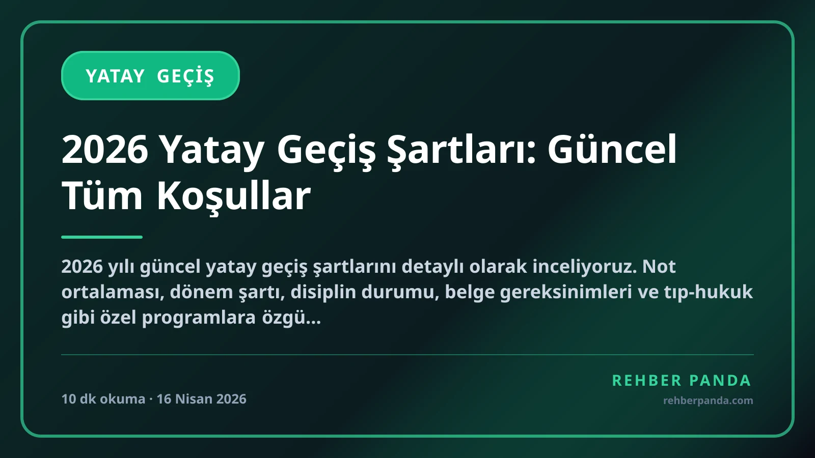 2026 Yatay Geçiş Şartları: Güncel Tüm Koşullar