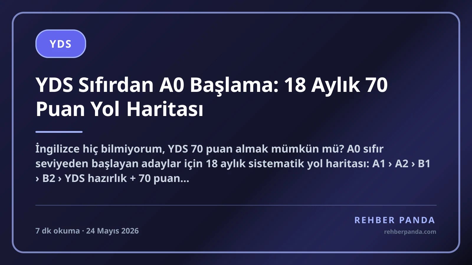 YDS Sıfırdan A0 Başlama: 18 Aylık 70 Puan Yol Haritası