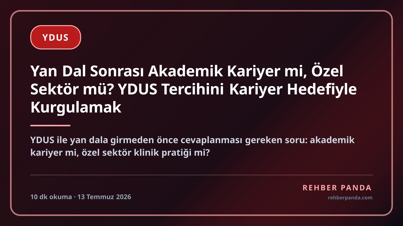Yan Dal Sonrası Akademik Kariyer mi, Özel Sektör mü? YDUS Tercihini Kariyer Hedefiyle Kurgulamak