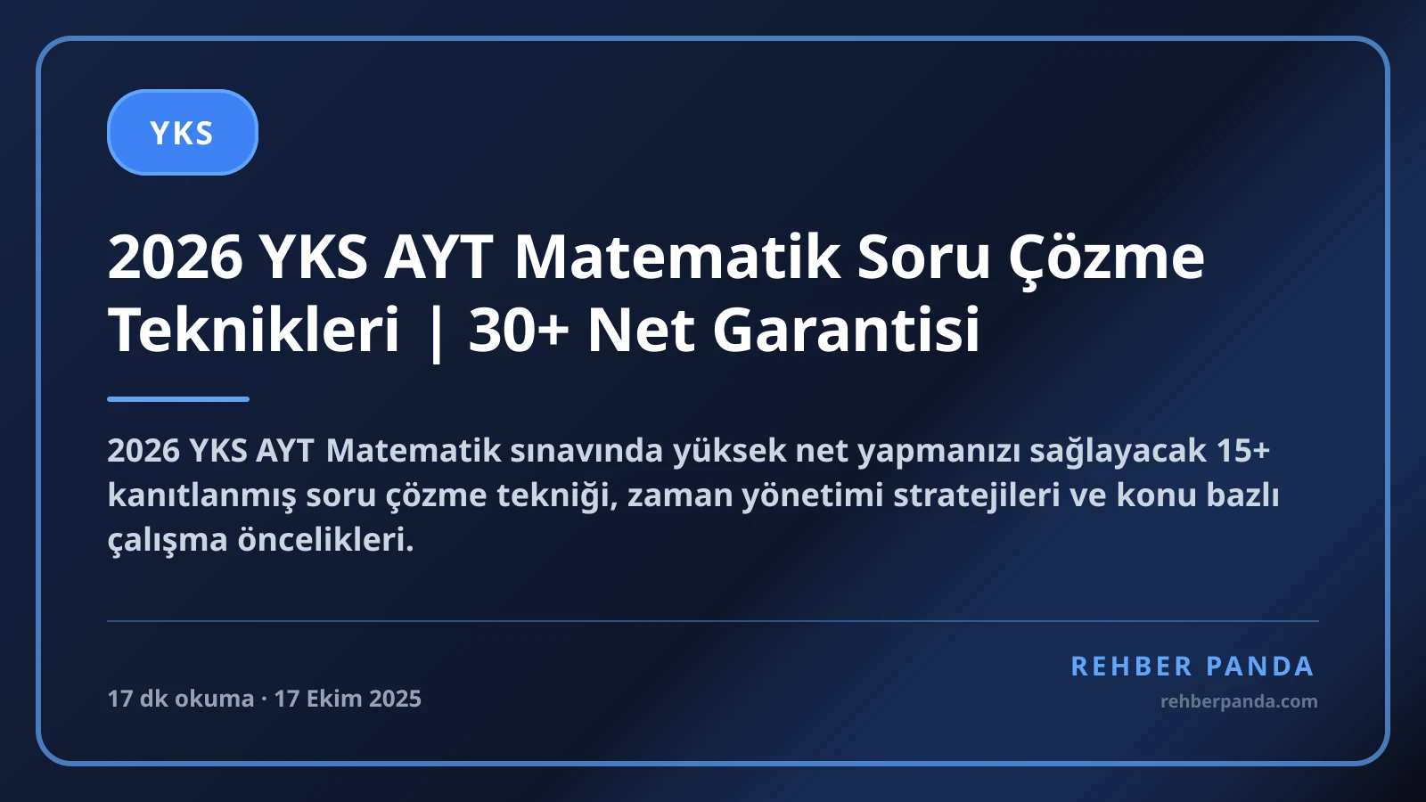 2026 YKS AYT Matematik Soru Çözme Teknikleri | 30+ Net Garantisi