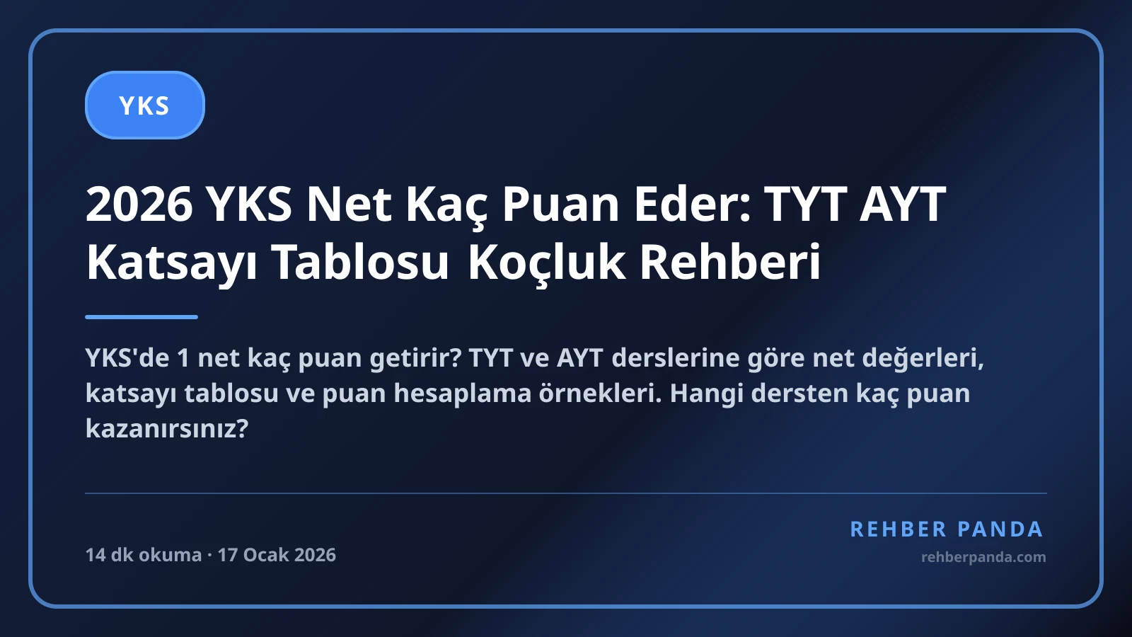 2026 YKS Net Kaç Puan Eder: TYT AYT Katsayı Tablosu Koçluk Rehberi