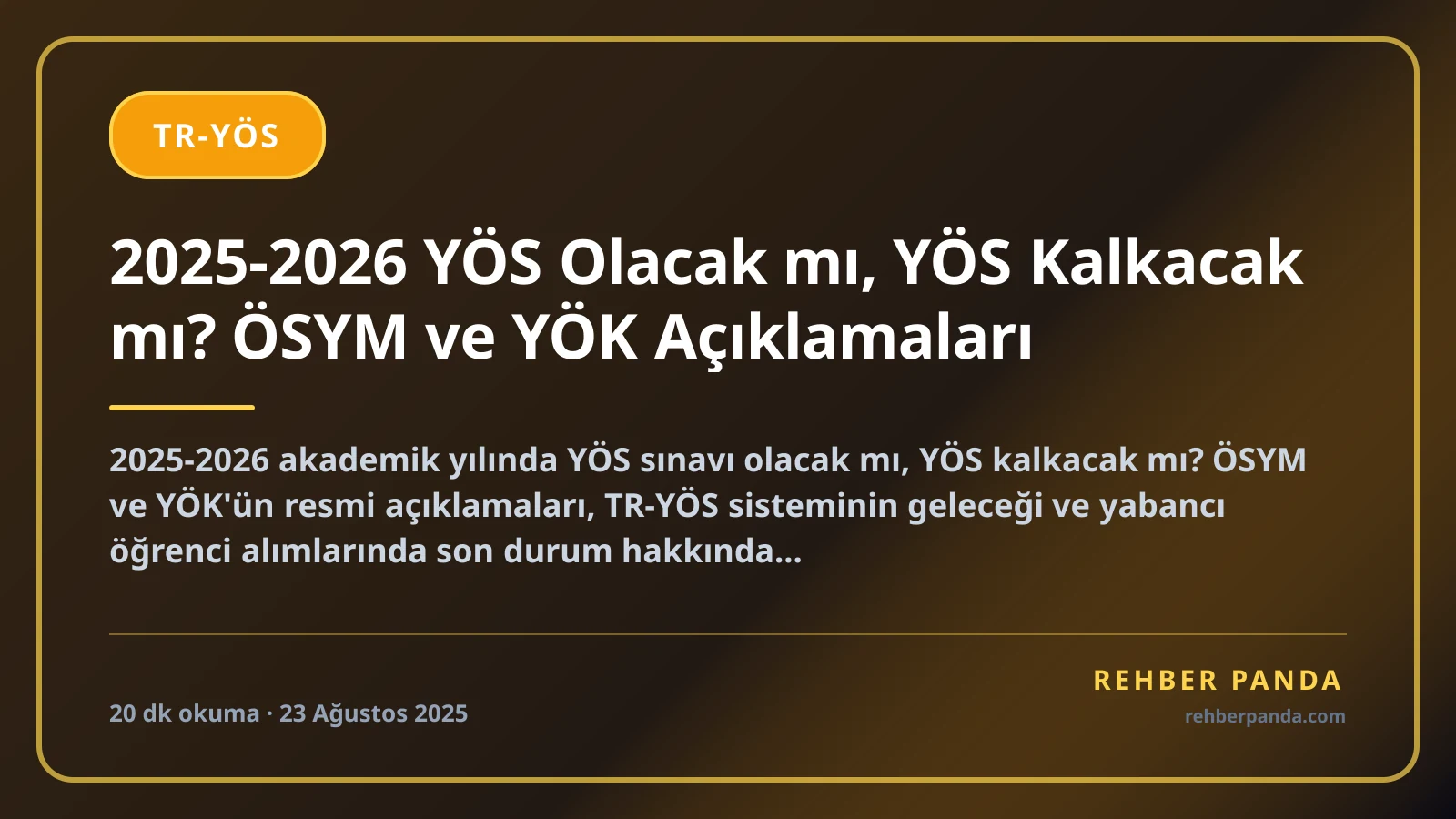 2025-2026 YÖS Olacak mı, YÖS Kalkacak mı? ÖSYM ve YÖK Açıklamaları
