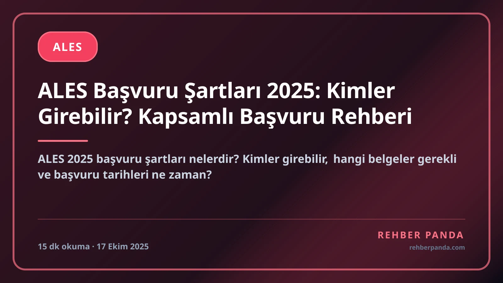ALES Başvuru Şartları 2026: Kimler Girebilir?