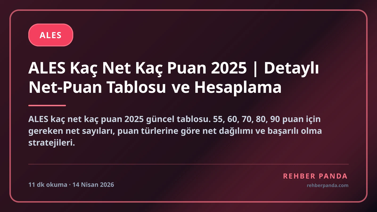ALES Kaç Net Kaç Puan 2025 | Detaylı Net-Puan Tablosu ve Hesaplama