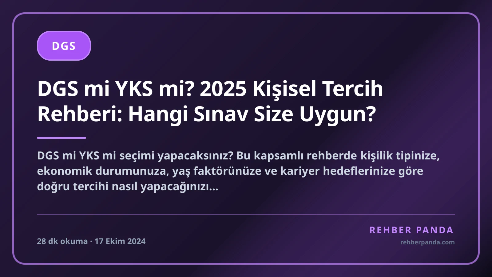 DGS mi YKS mi? 2025 Kişisel Tercih Rehberi: Hangi Sınav Size Uygun?