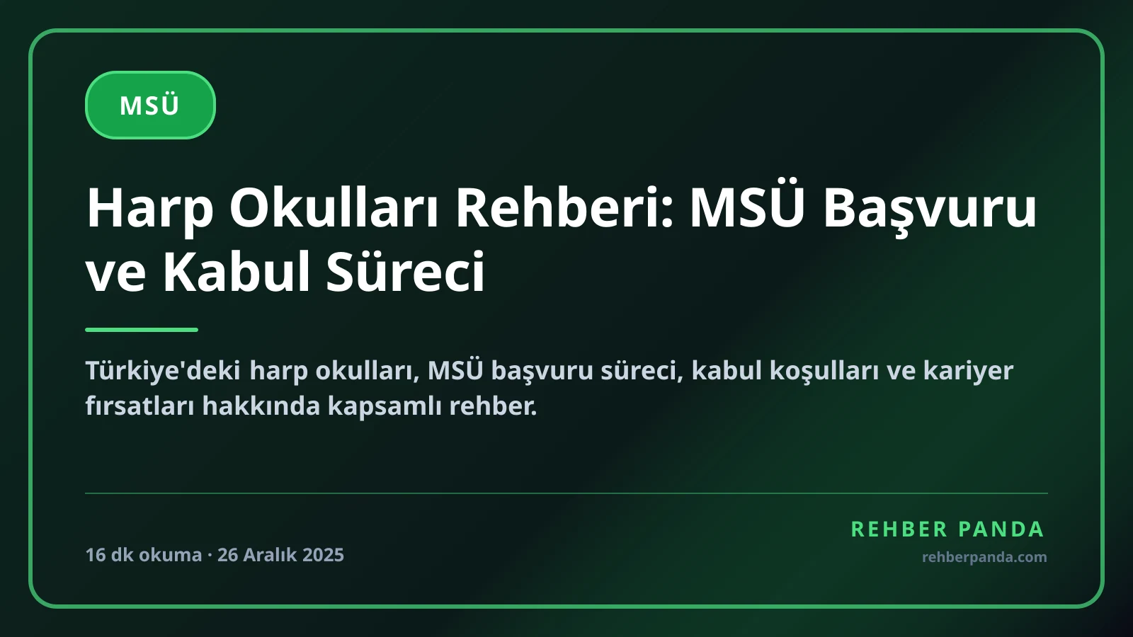 Harp Okulları Rehberi: MSÜ Başvuru ve Kabul Süreci