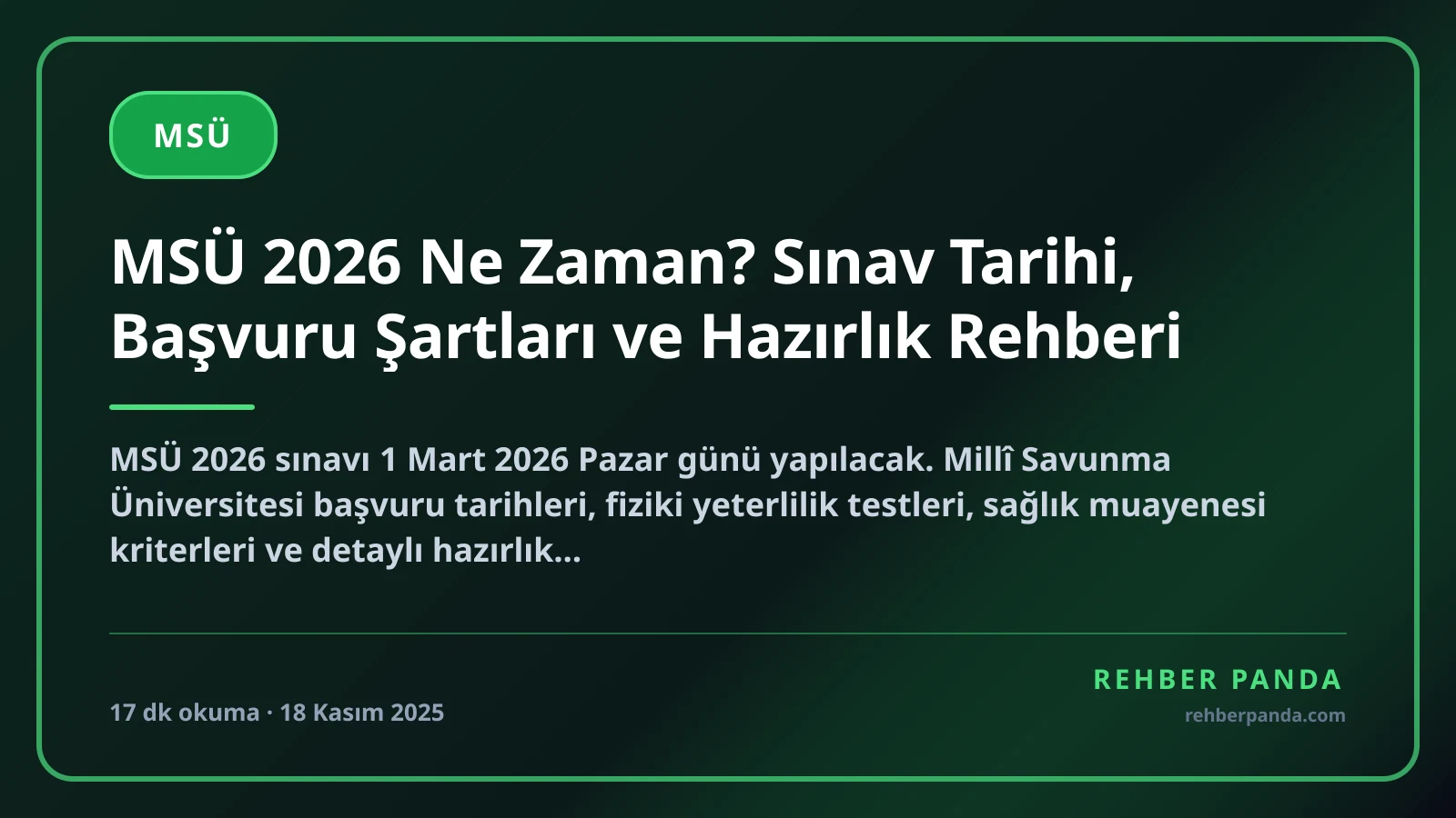 MSÜ 2026 Ne Zaman? Sınav Tarihi, Başvuru Şartları ve Hazırlık Rehberi