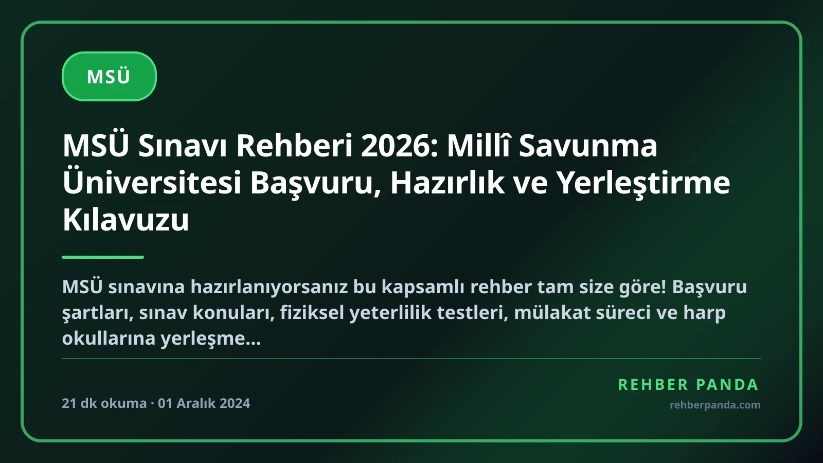 MSÜ Sınavı Rehberi 2026: Millî Savunma Üniversitesi Başvuru, Hazırlık ve Yerleştirme Kılavuzu