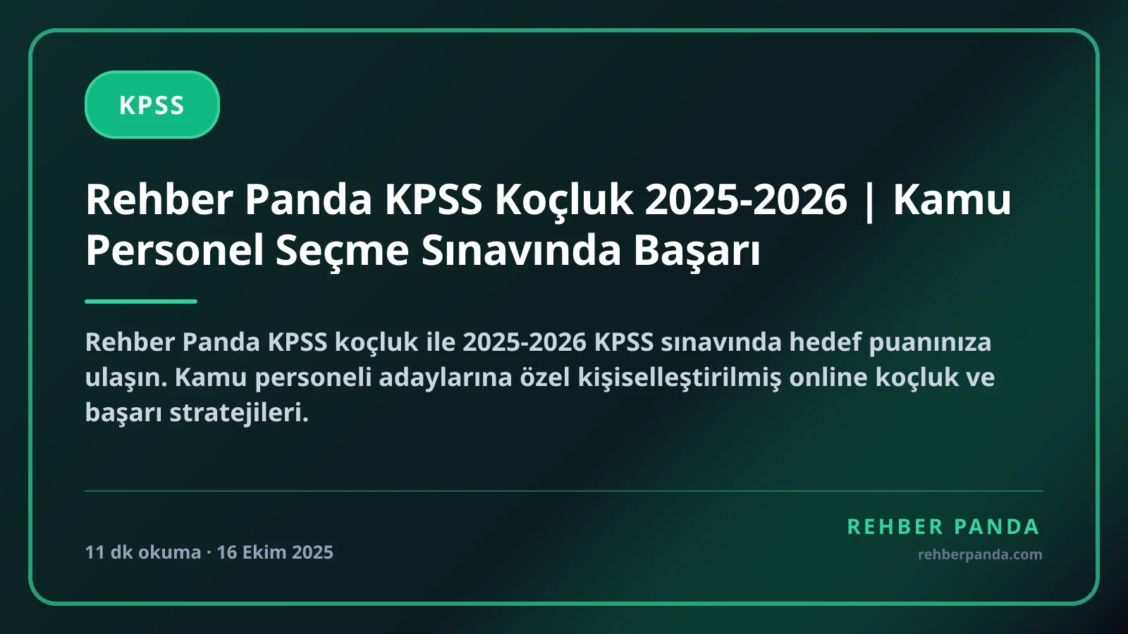 Rehber Panda KPSS Koçluk 2025-2026 | Kamu Personel Seçme Sınavında Başarı