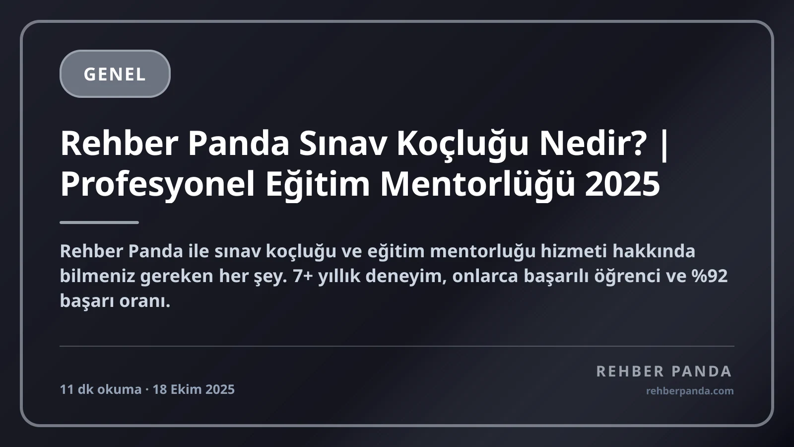 Rehber Panda Sınav Koçluğu Nedir? | Profesyonel Eğitim Mentorlüğü 2025