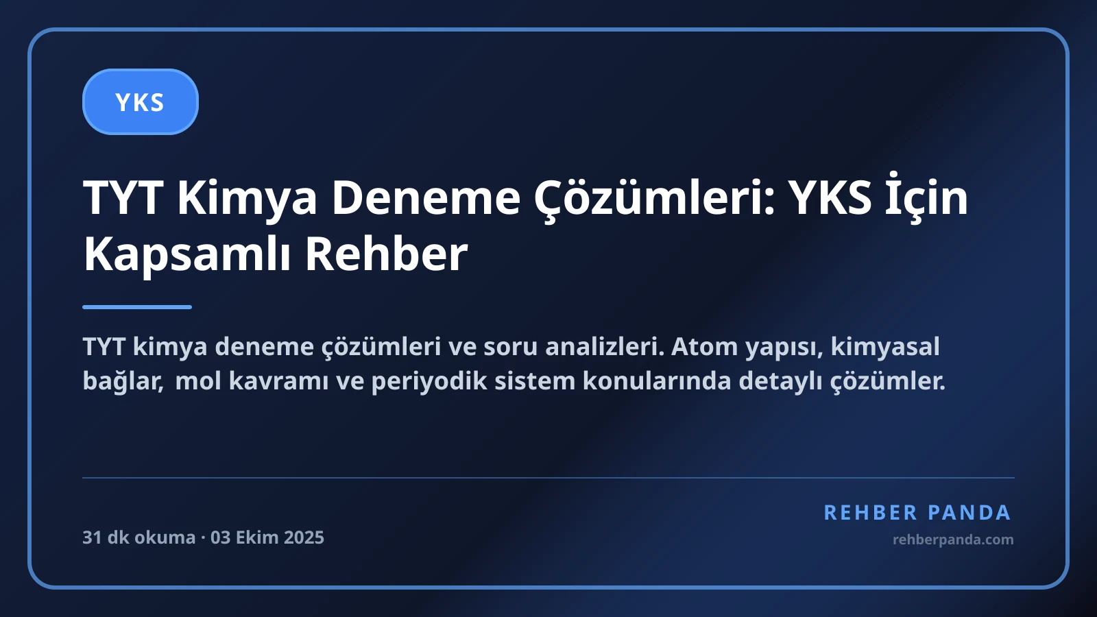TYT Kimya Deneme Çözümleri: YKS İçin Kapsamlı Rehber