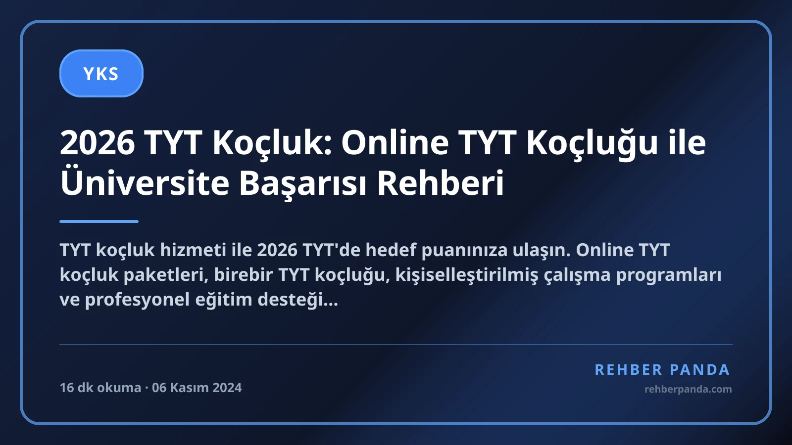 2026 TYT Koçluk: Online TYT Koçluğu ile Üniversite Başarısı Rehberi