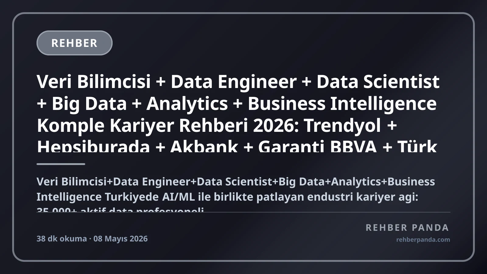 Veri Bilimcisi + Data Engineer + Data Scientist + Big Data + Analytics + Business Intelligence Komple Kariyer Rehberi 2026: Trendyol + Hepsiburada + Akbank + Garanti BBVA + Türk Telekom Data + ABD FAANG + Snowflake + DataBricks + Tableau + Power BI